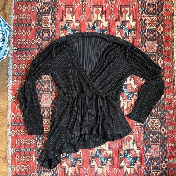 asymmetrical long sleeve wrap detail top - Picture 8 of 8